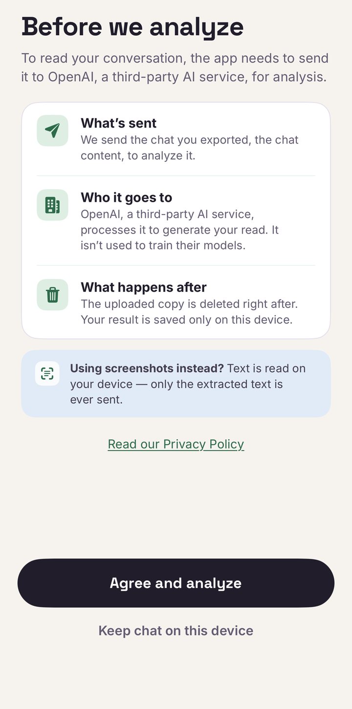 Undertone consent screen before analysis