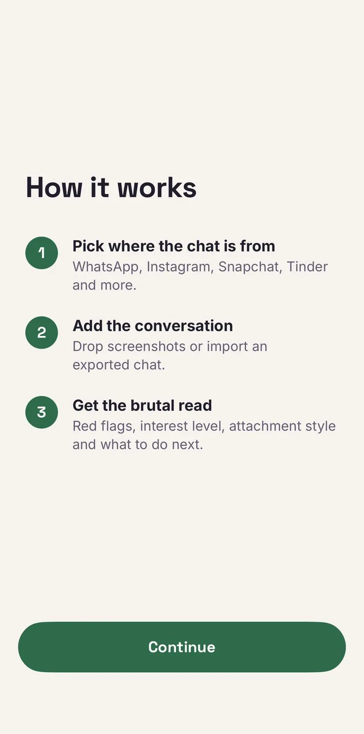 How Undertone works in three steps: pick a source, add the conversation, get the honest read